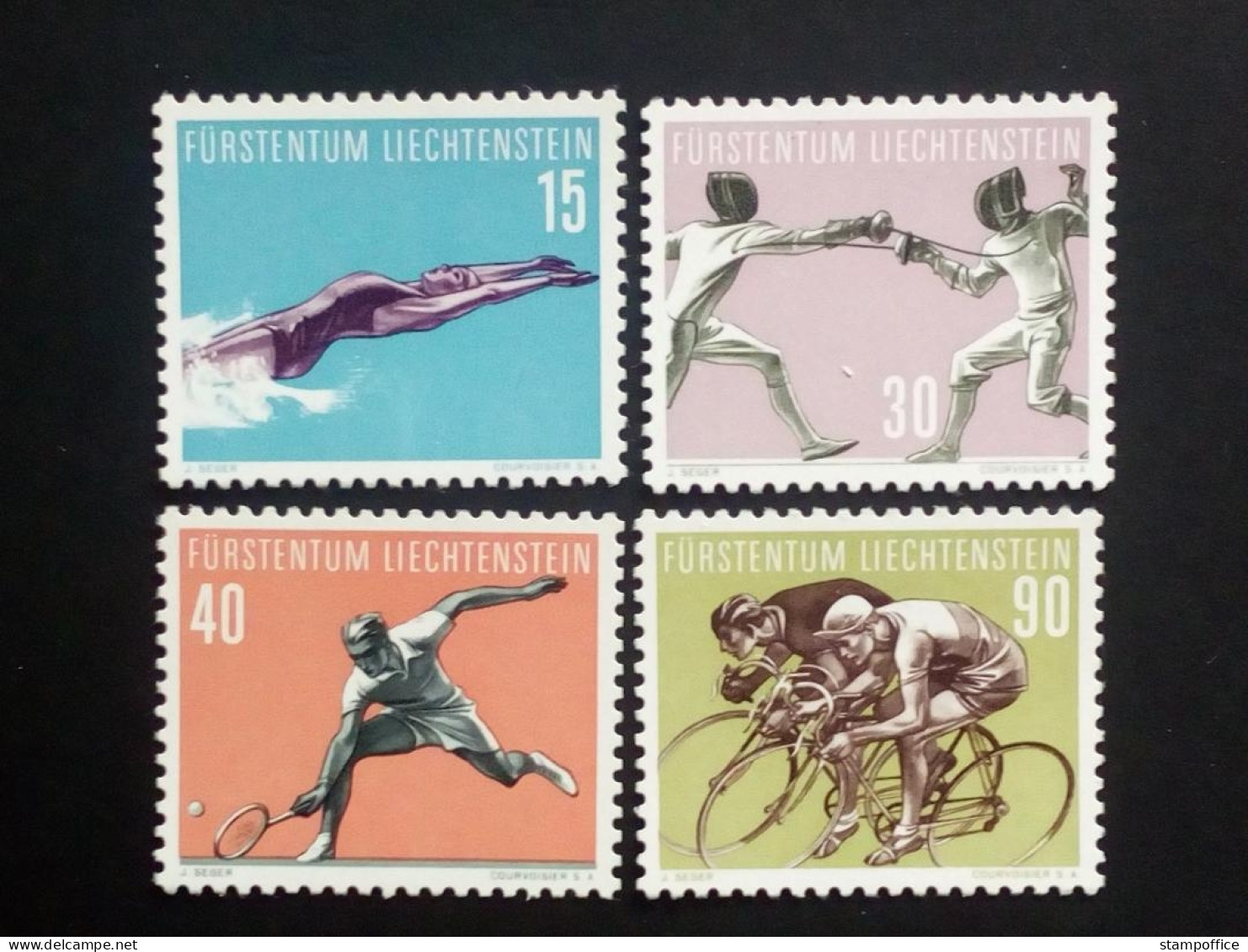 LIECHTENSTEIN MI-NR. 365-368 POSTFRISCH(MINT) SPORT (V) 1958 SCHWIMMEN FECHTEN TENNIS RADSPORT - Ongebruikt