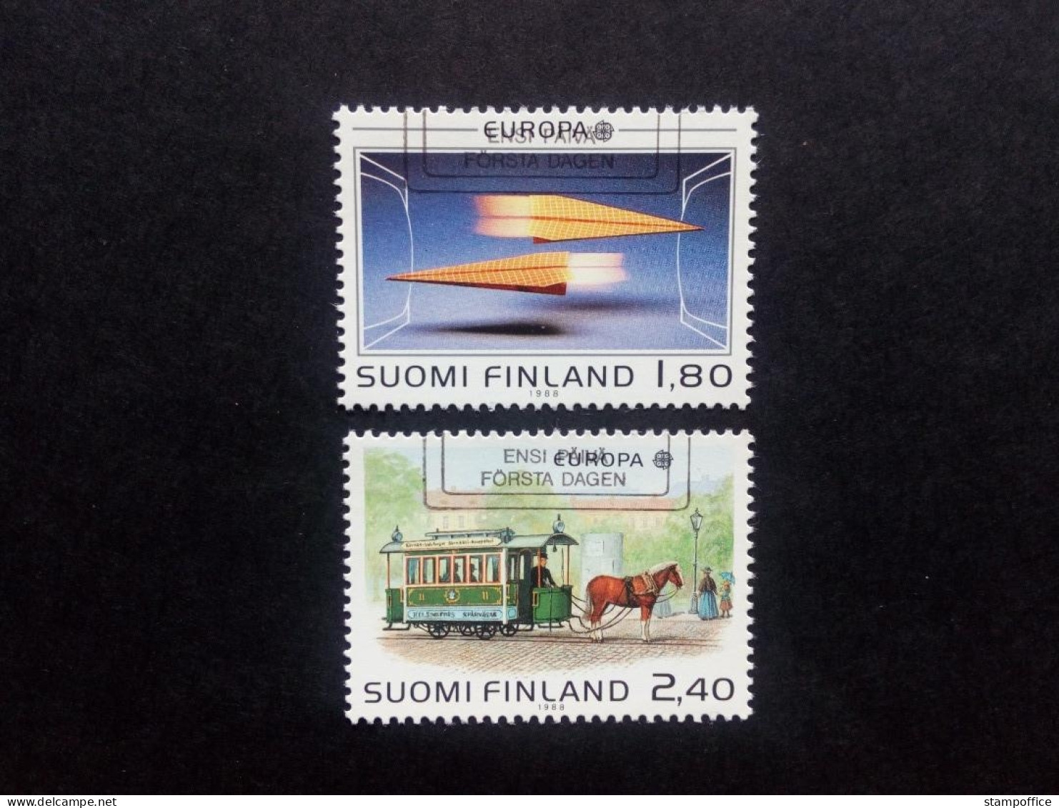 FINNLAND MI-NR. 1051-1052 GESTEMPELT(USED) EUROPA 1988 TRANSPORTMITTEL PFERDE-STRASSENBAHN - 1988