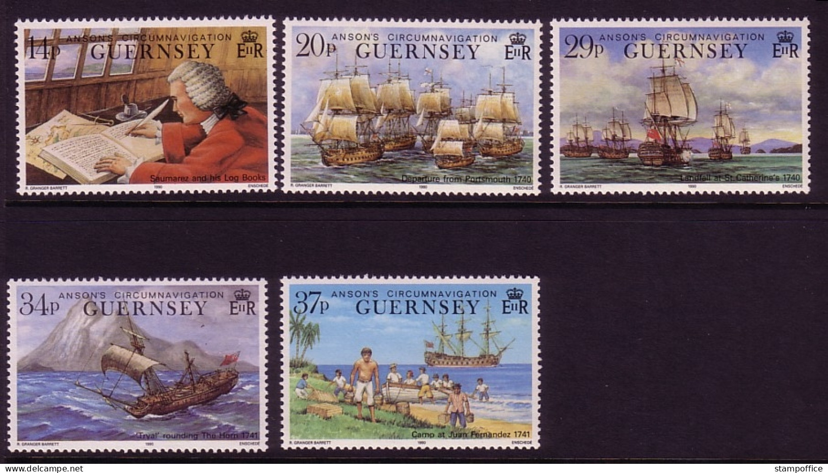 GUERNSEY MI-NR. 492-496 POSTFRISCH(MINT) 250. JAHRESTAG WELTUMSEGLUNG LORD ANSONS FLOTTE 1990 - Guernsey