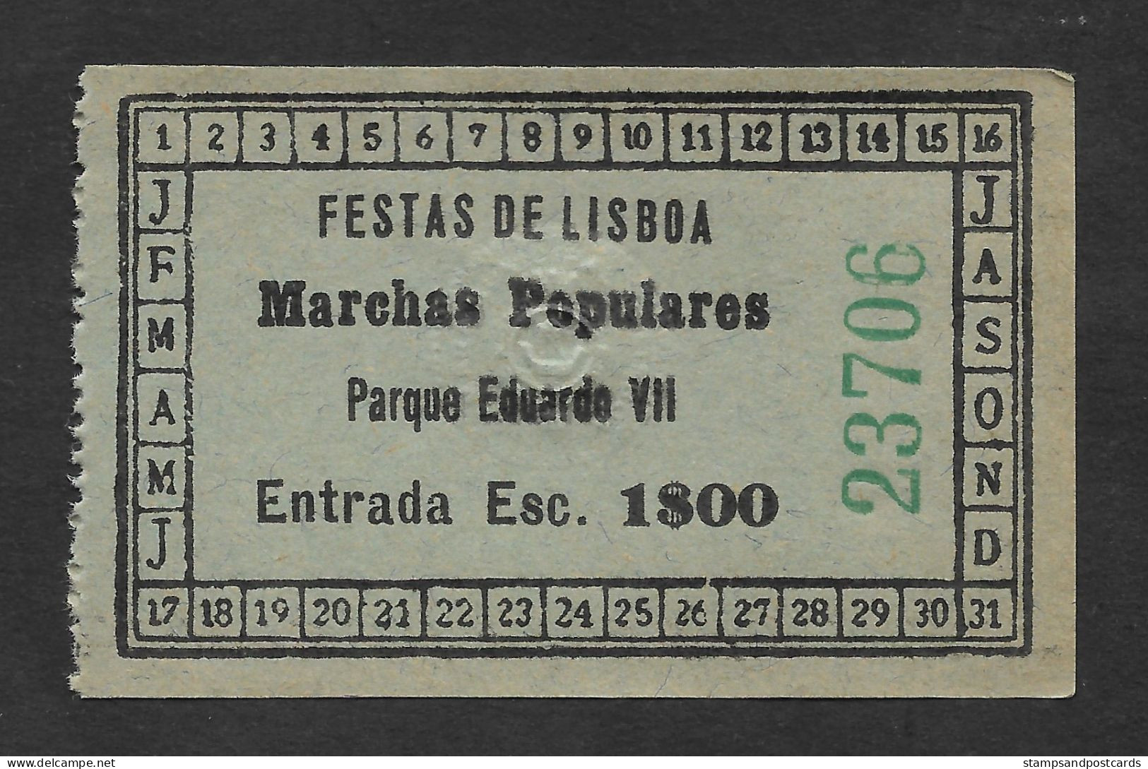 Ticket Marchas Populares Marches Populaires Fêtes Lisbonne Portugal 1934 Popular Parade Festas De Lisboa - Biglietti D'ingresso