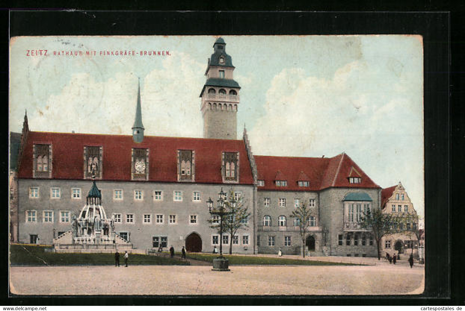 AK Zeitz, Rathaus Mit Finkgräfe-Brunnen  - Zeitz