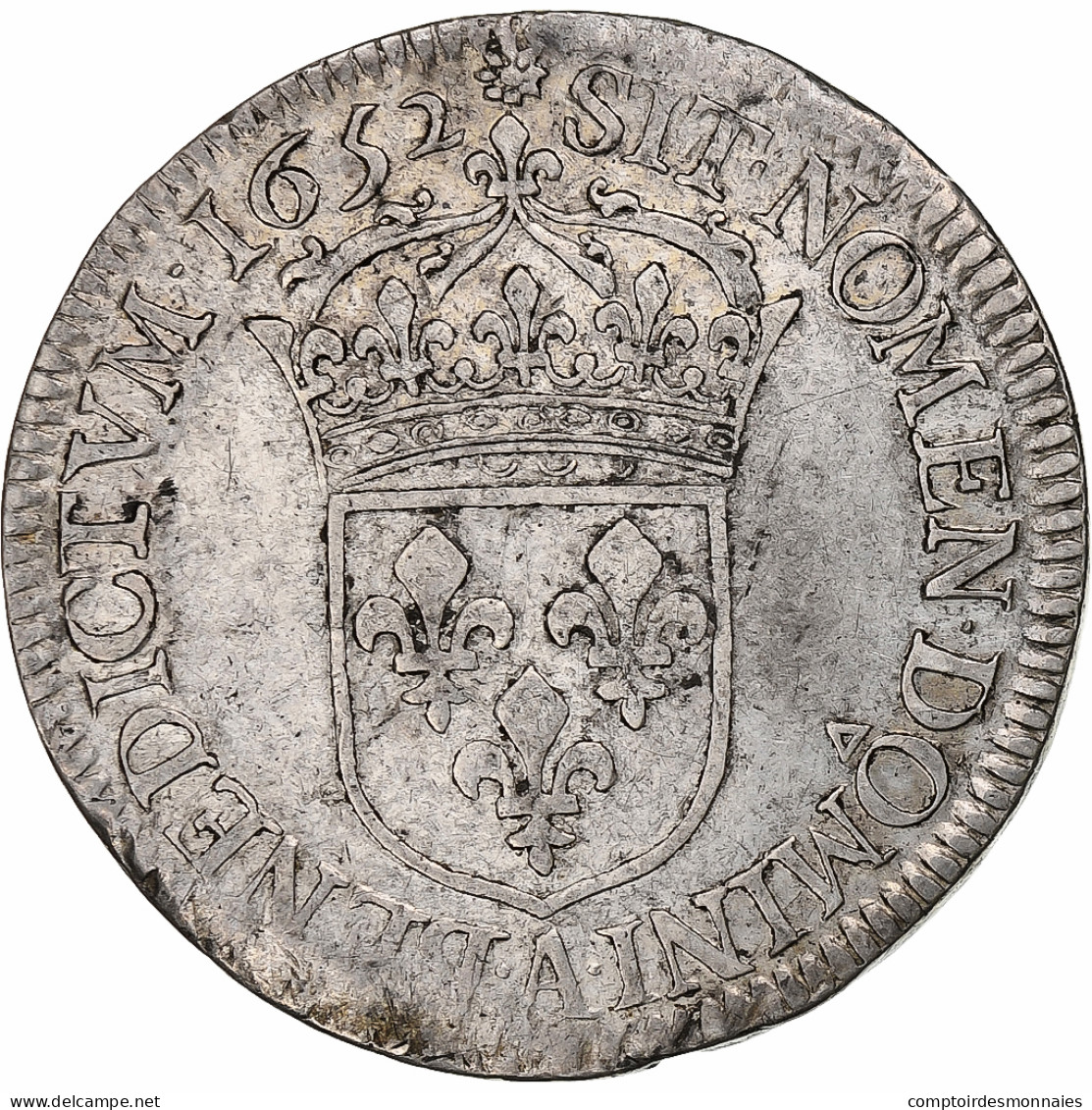 France, Louis XIV, 1/2 Écu à La Mèche Longue, 1652, Paris, Argent, TB+ - 1643-1715 Lodewijk XIV De Zonnekoning