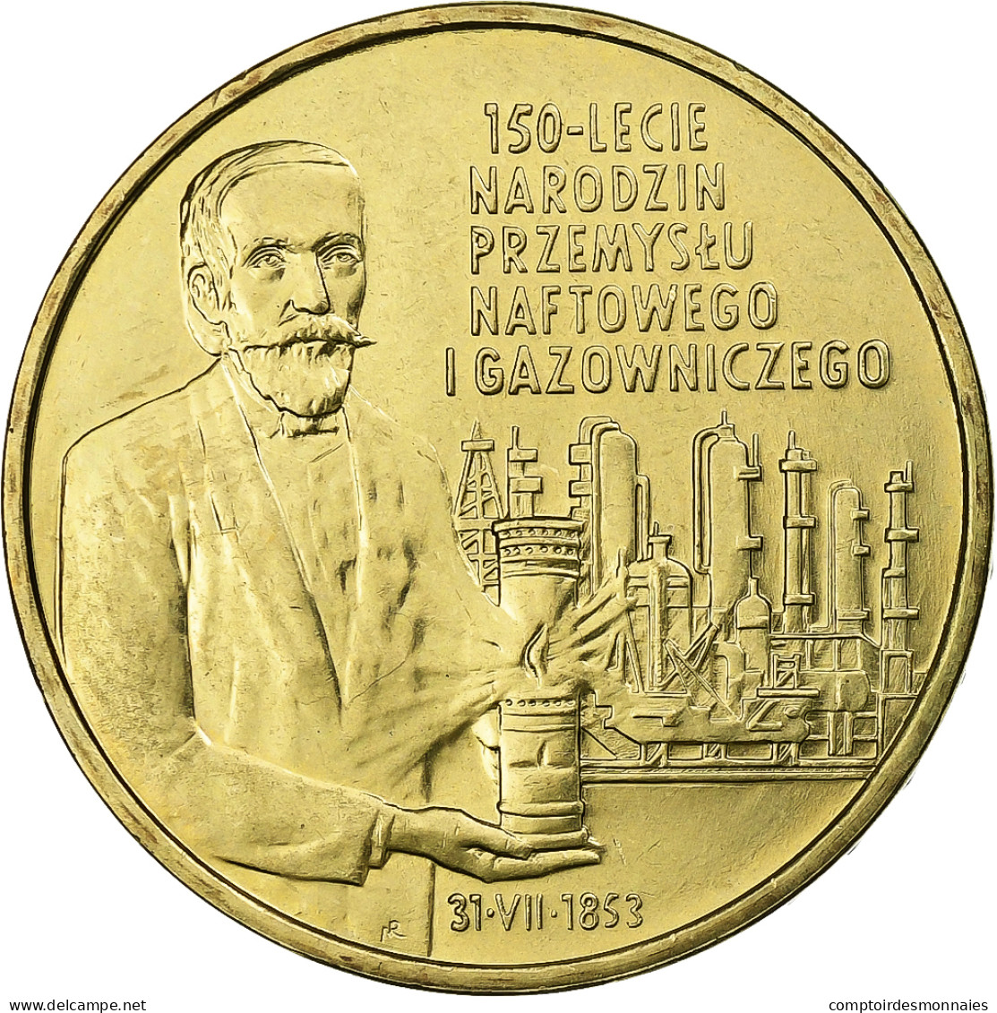 Pologne, 2 Zlote, 2003, Petroleum And Gas Industry 150th Anniversary, Laiton - Polen