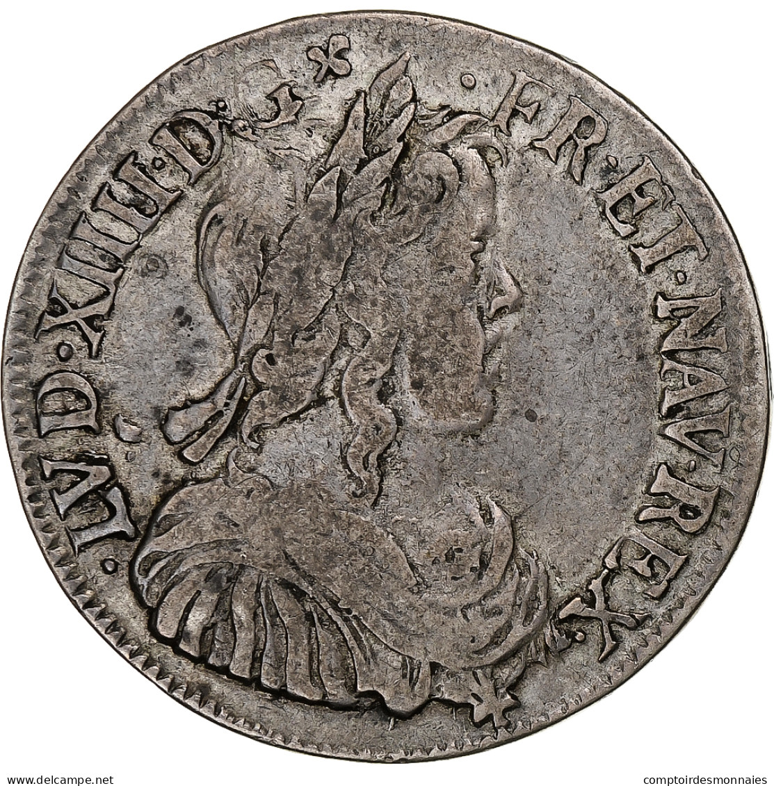 France, Louis XIV, 1/2 Écu à La Mèche Longue, 1652, Montpellier, Argent, TB+ - 1643-1715 Luigi XIV El Re Sole