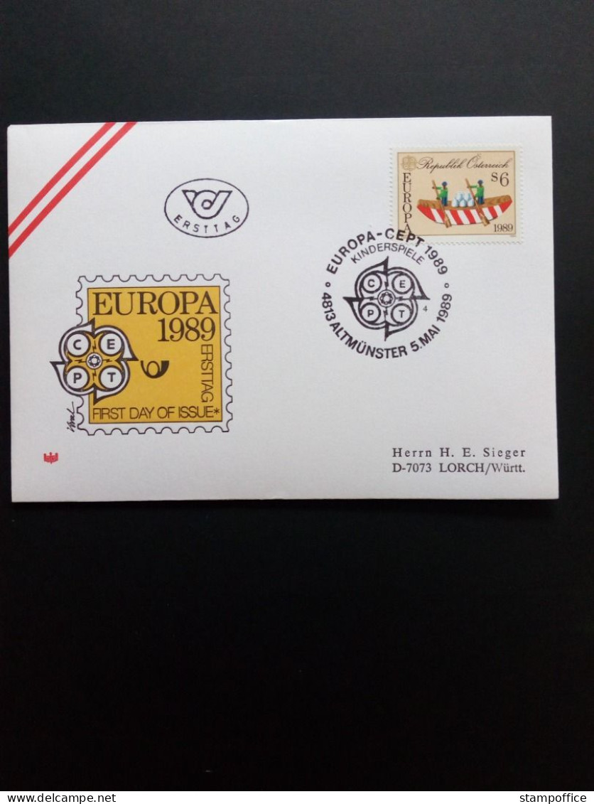 ÖSTERREICH MI-NR. 1956 FDC EUROPA CEPT 1989 KINDERSPIELE HOLZSPIELZEUG - 1989