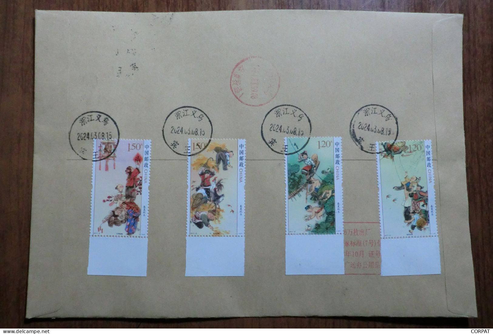 China. Full Set  On Registered Envelope - Briefe U. Dokumente