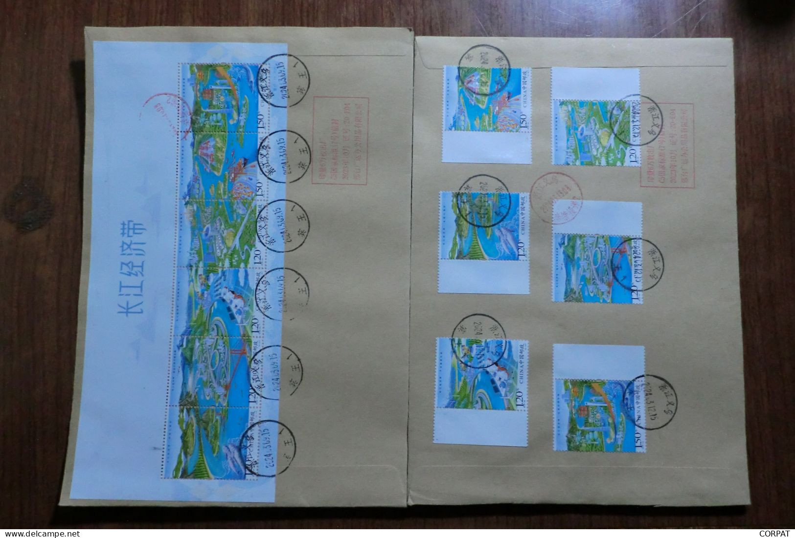 China. Full Set  + Souvenir Sheet On Registered Envelope - Lettres & Documents