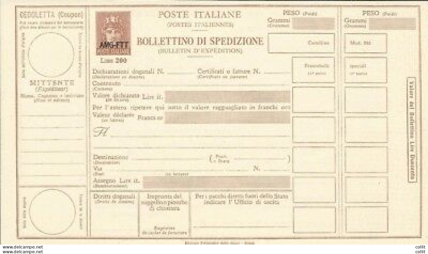 Trieste A - Bollettino Di Spedizione Lire 200 "Paschetto" N. P 22 - Ungebraucht