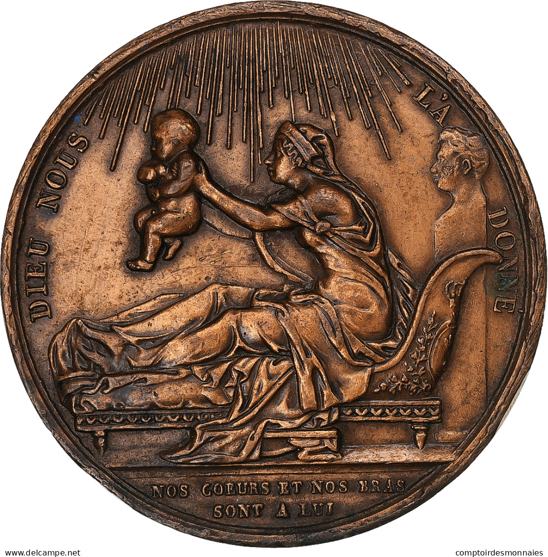 France, Médaille, Henri V, Naissance Du Comte De Chambord, 1820, Bronze, TTB+ - Other & Unclassified