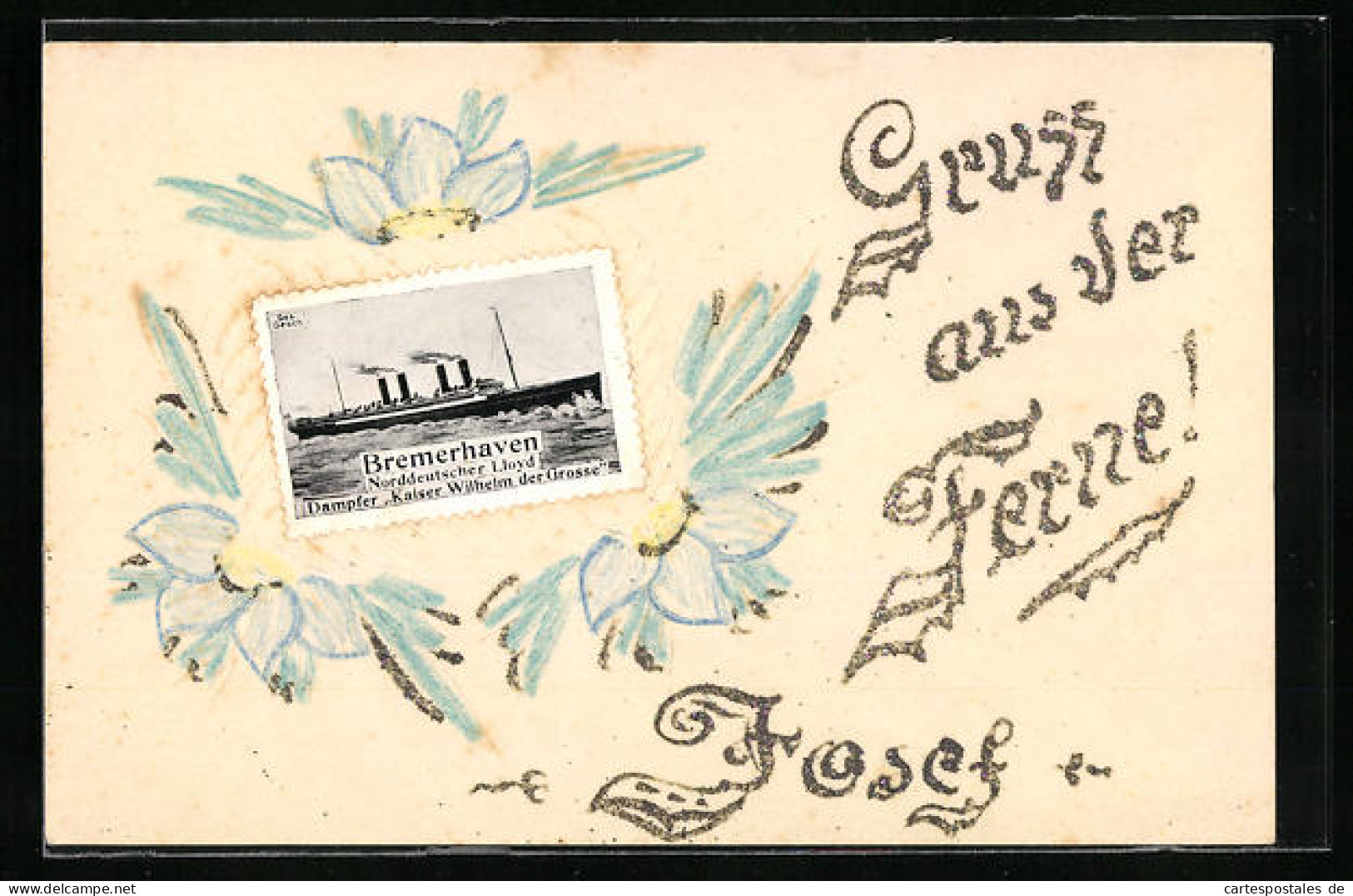 Papierkunst-AK Bremerhaven, Norddeutscher Lloyd Dampfer Kaiser Wilhelm Der Grosse  - Sonstige & Ohne Zuordnung