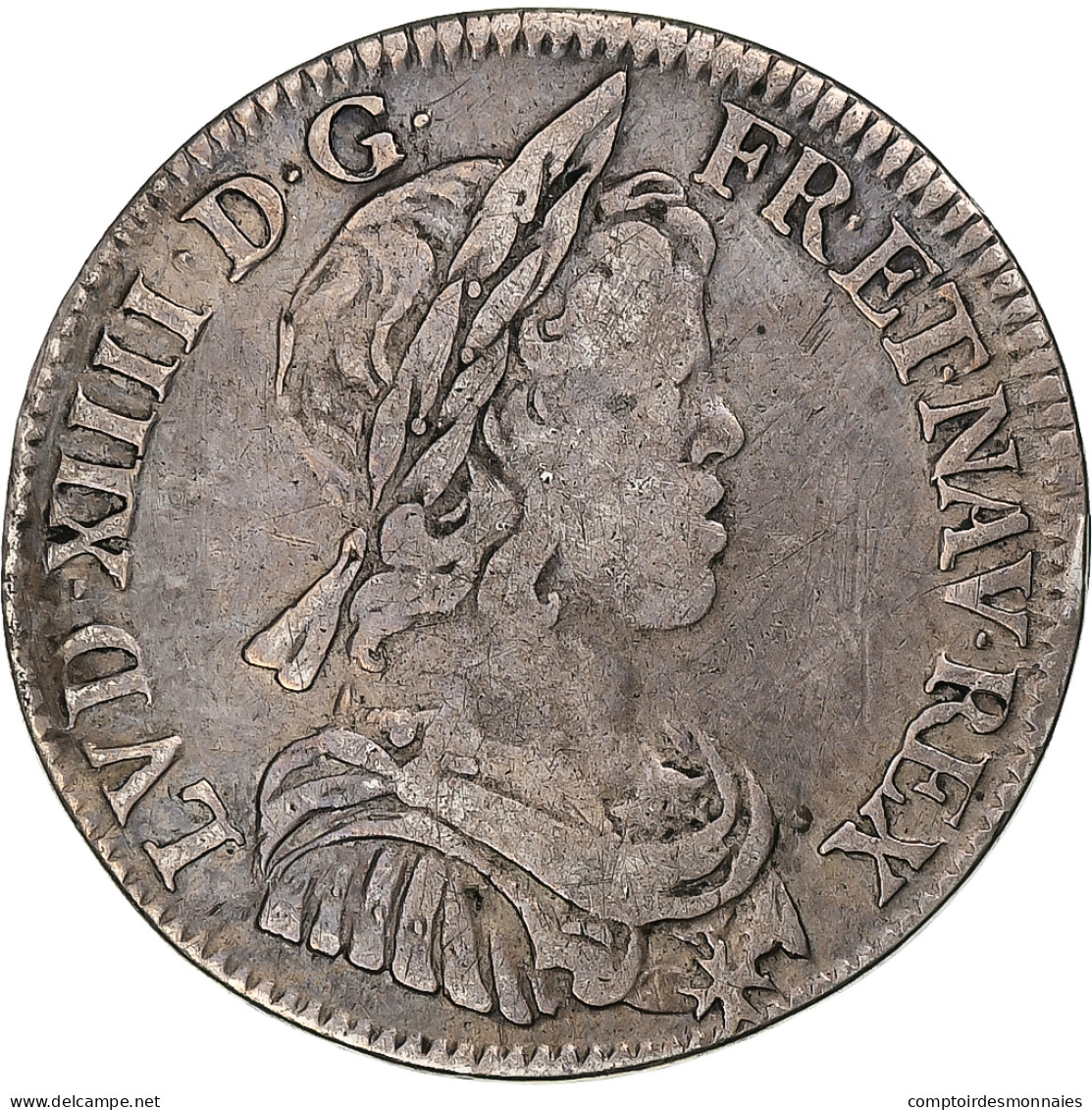 France, Louis XIV, 1/4 Écu à La Mèche Courte, 1645, Paris, Argent, TB+ - 1643-1715 Louis XIV The Great