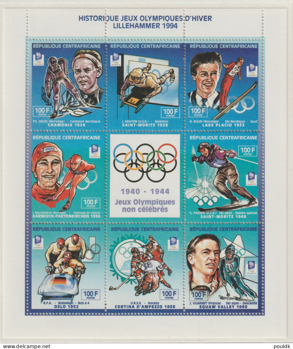 Republique Centrafricaine 1994 Olympic Games In Lillehammer. Postal Weight Approx. 0,09 Kg. Please Read Sales - Hiver 1994: Lillehammer