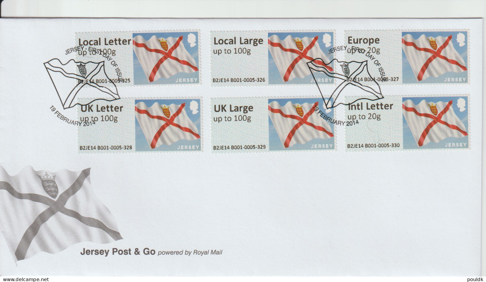 Jersey FDC 2014 ATM Post & Go Flags. Postal Weight Approx. 0,09 Kg. Please Read Sales Conditions Under Image Of - Machine Labels [ATM]