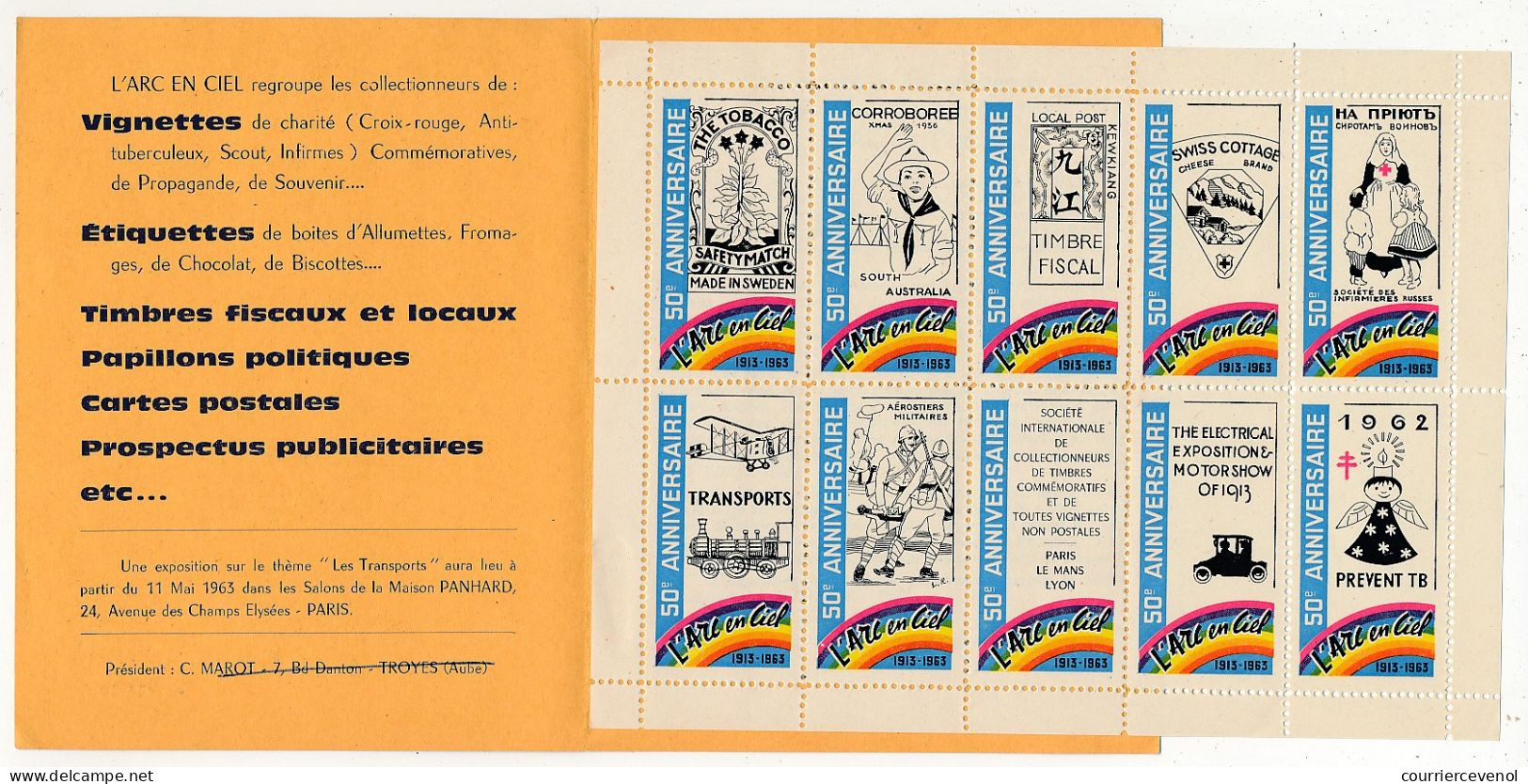 L'Arc En Ciel - Carnet De 10 Vignettes Commémoratives - 1963 - Très Bel état, Comme Neuf - Blocks & Sheetlets & Booklets