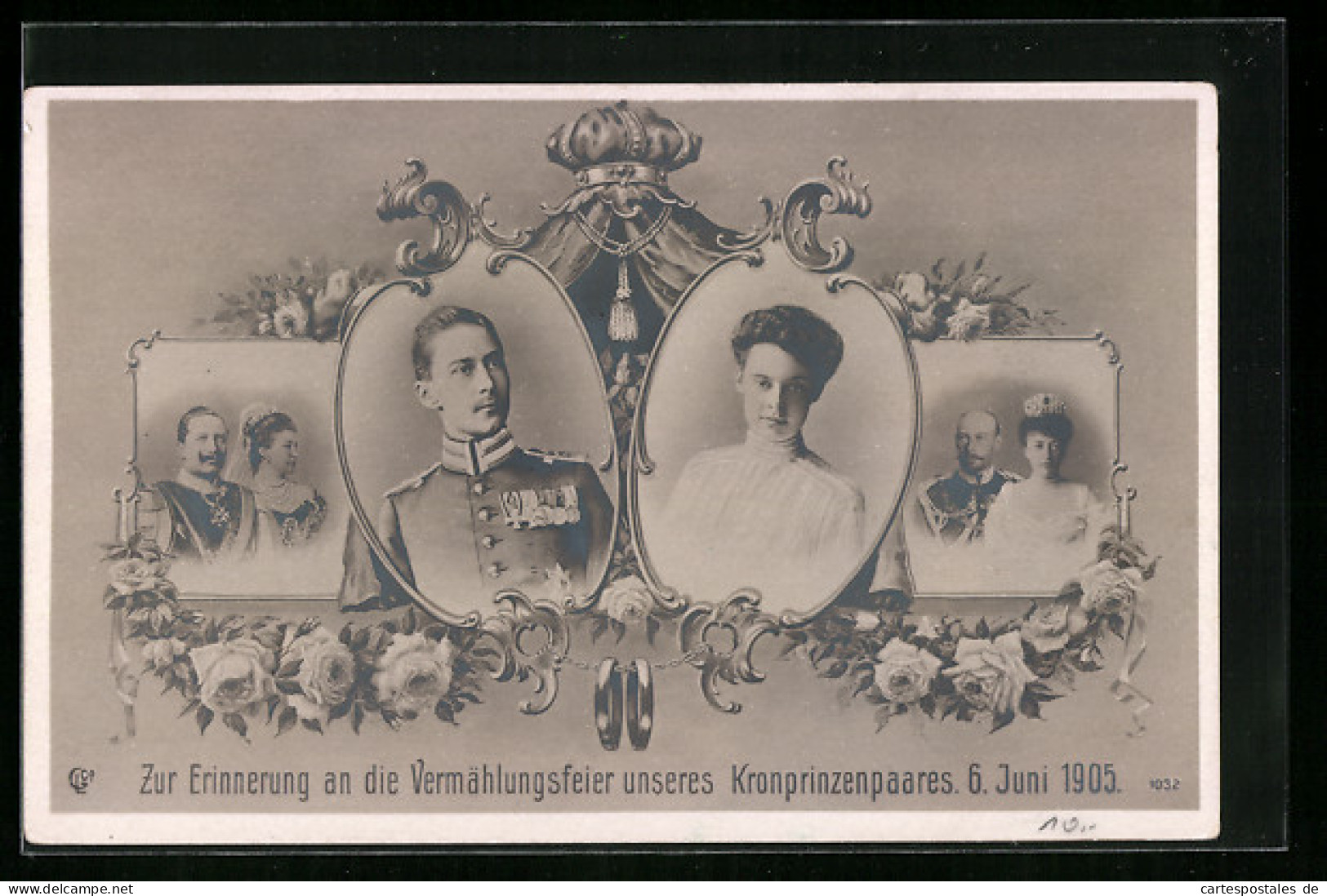 AK Zur Erinnerung An Die Vermählungsfeier Des Kronprinzenpaares Wilhelm Von Preussen, 1905  - Königshäuser