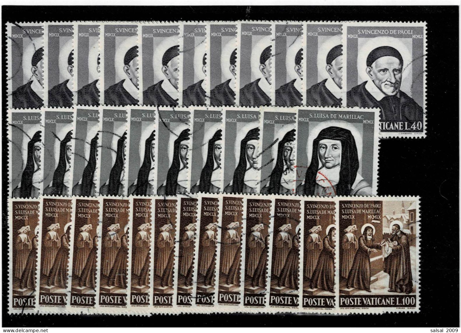 VATICANO ,"San Vincenzo De Paoli" ,34 Pezzi Usati ,di Cui 10 Serie Complete ,qualita Ottima - Used Stamps