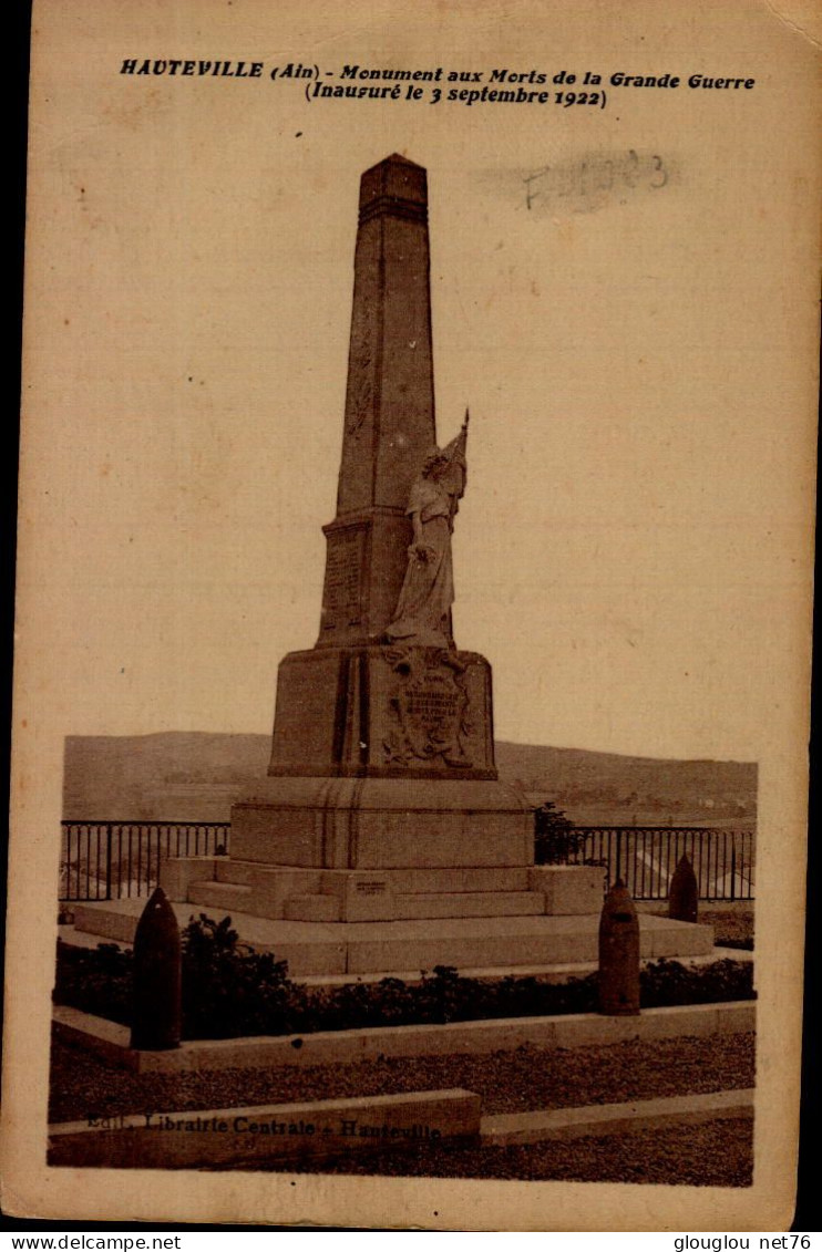 HAUTEVILLE (AIN)...MONUMENT AUX MORTS...CPA - Monuments Aux Morts