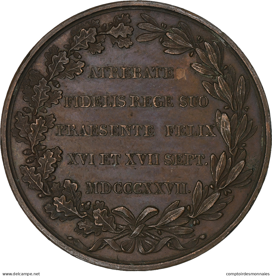 France, Médaille, Charles X, Séjour De Roi à Arras, 1827, Cuivre, SUP - Other & Unclassified
