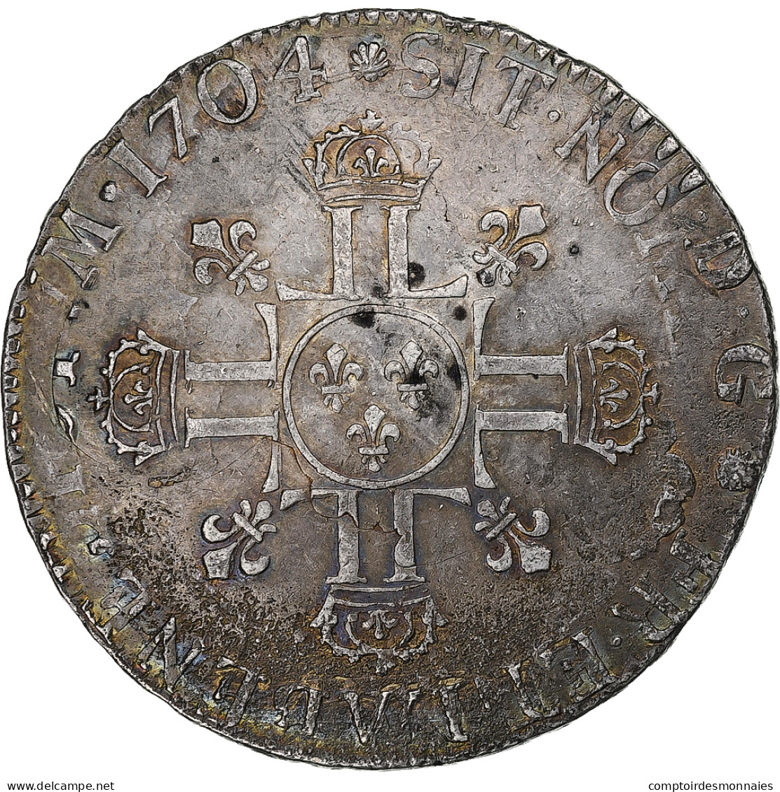 France, Louis XIV, Ecu Aux 8 L, 1704, Lille, 2ème Type, Réformé, Argent, TB+ - 1643-1715 Luigi XIV El Re Sole