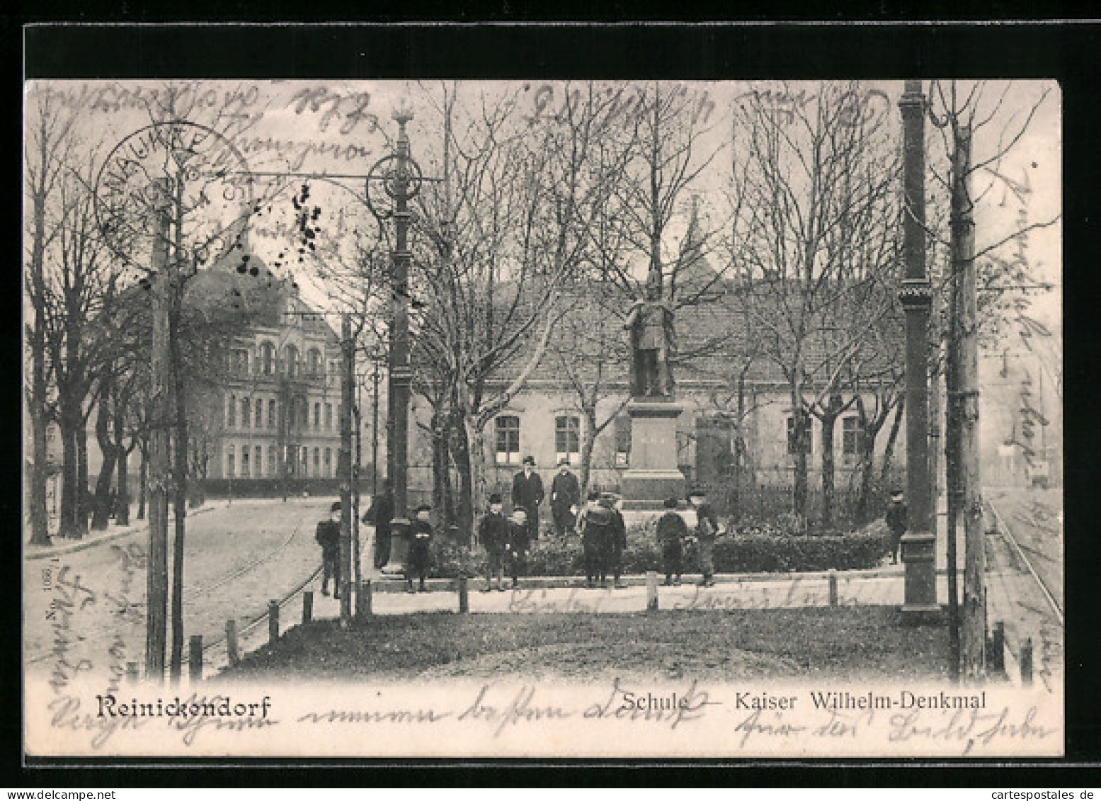 AK Reinickendorf, Schule Und Kaiser Wilhelm-Denkmal  - Reinickendorf