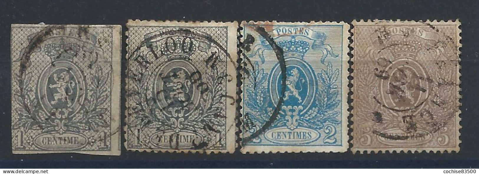 Belgique N°22/25 Obl (FU) 1866/67 - Armoiries - 1866-1867 Petit Lion