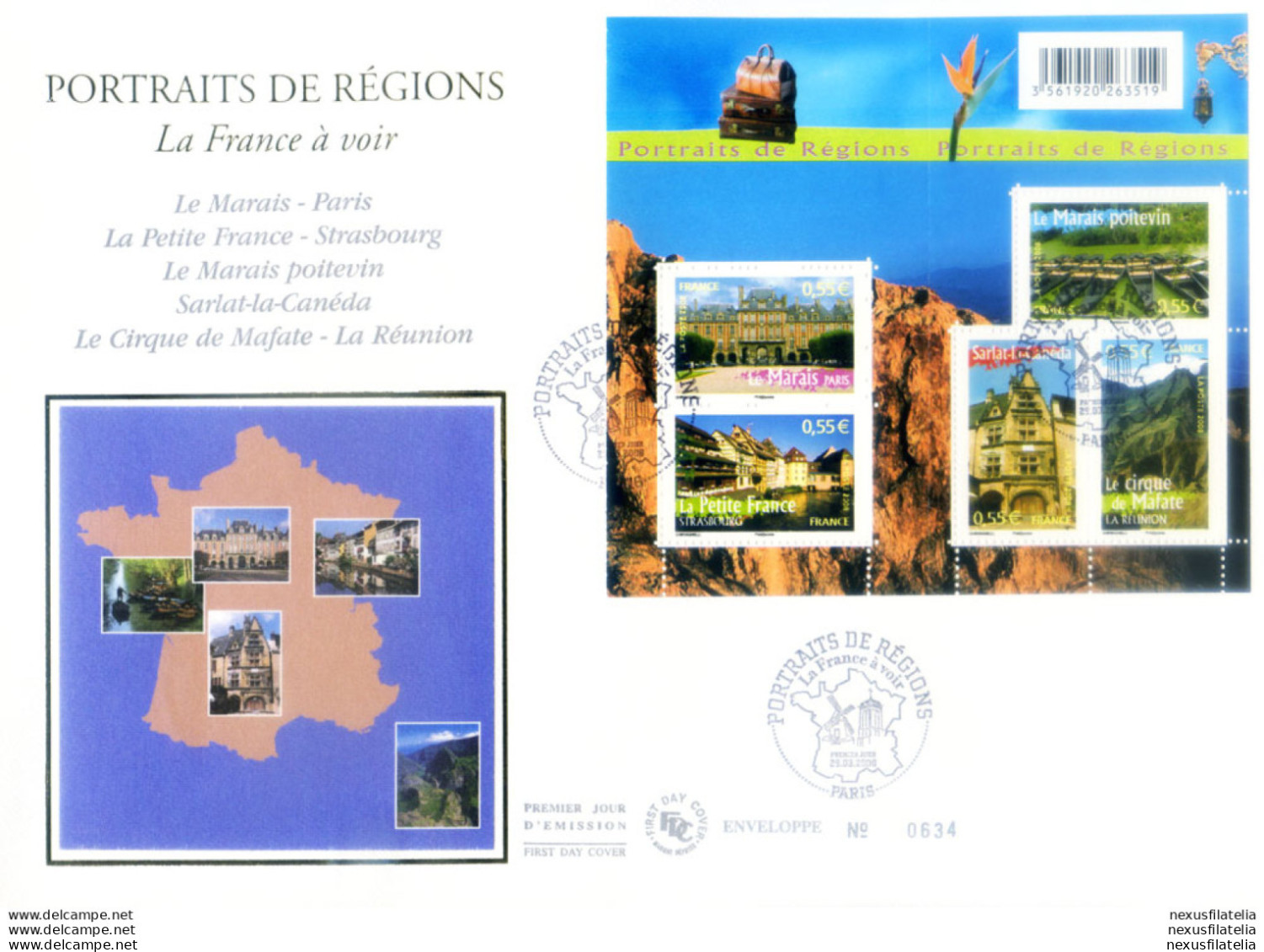 Regioni Di Francia 2008. 2 FDC. - Autres & Non Classés