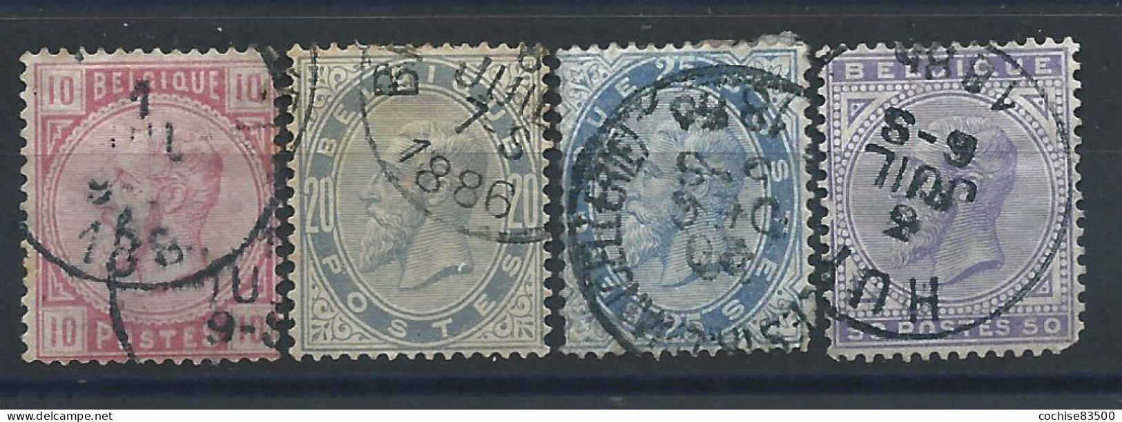 Belgique N°38/41 Obl (FU) 1883 - Roi Léopold II - 1869-1883 Léopold II