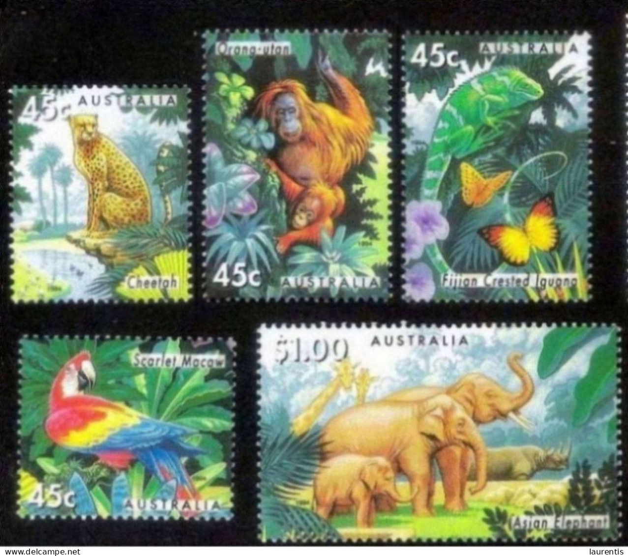 783  Butterflies - Papillons - Birds - Elefants - Felins - Australia Yv 1388-92 - MNH - 2,95 - Vlinders