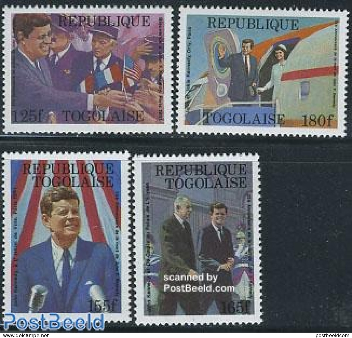 Togo 1988 J.F. Kennedy 4v, Mint NH, History - Transport - American Presidents - Politicians - Aircraft & Aviation - Aerei