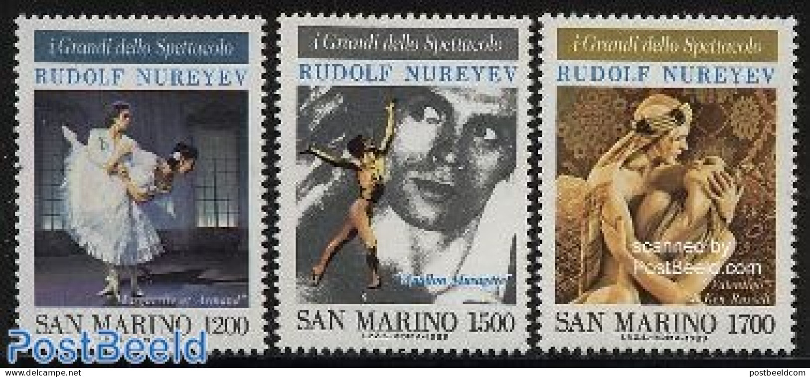 San Marino 1989 R. Nurejew 3v, Mint NH, Performance Art - Dance & Ballet - Nuevos