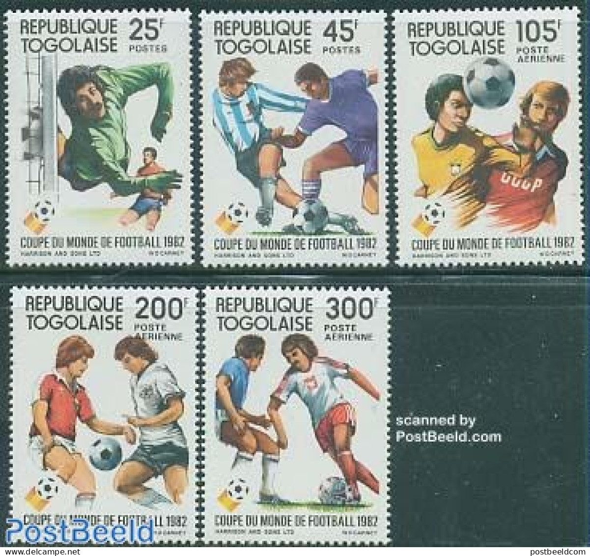 Togo 1982 World Cup Football Spain 5v, Mint NH, Sport - Football - Togo (1960-...)