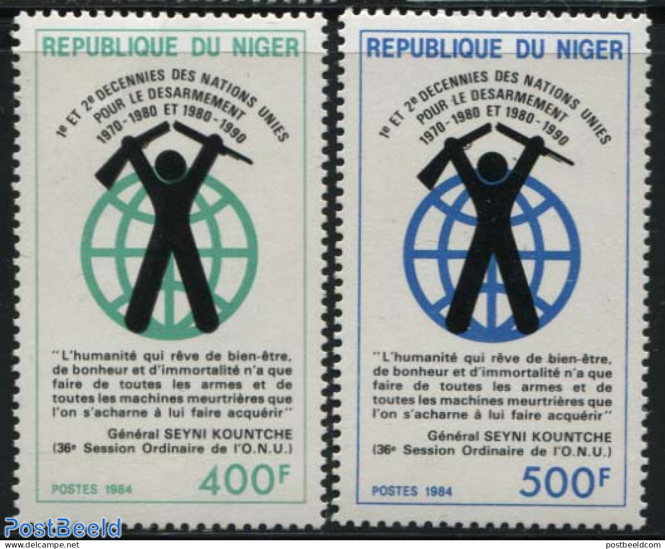 Niger 1984 UN Disarmement 2v, Mint NH, History - United Nations - Niger (1960-...)
