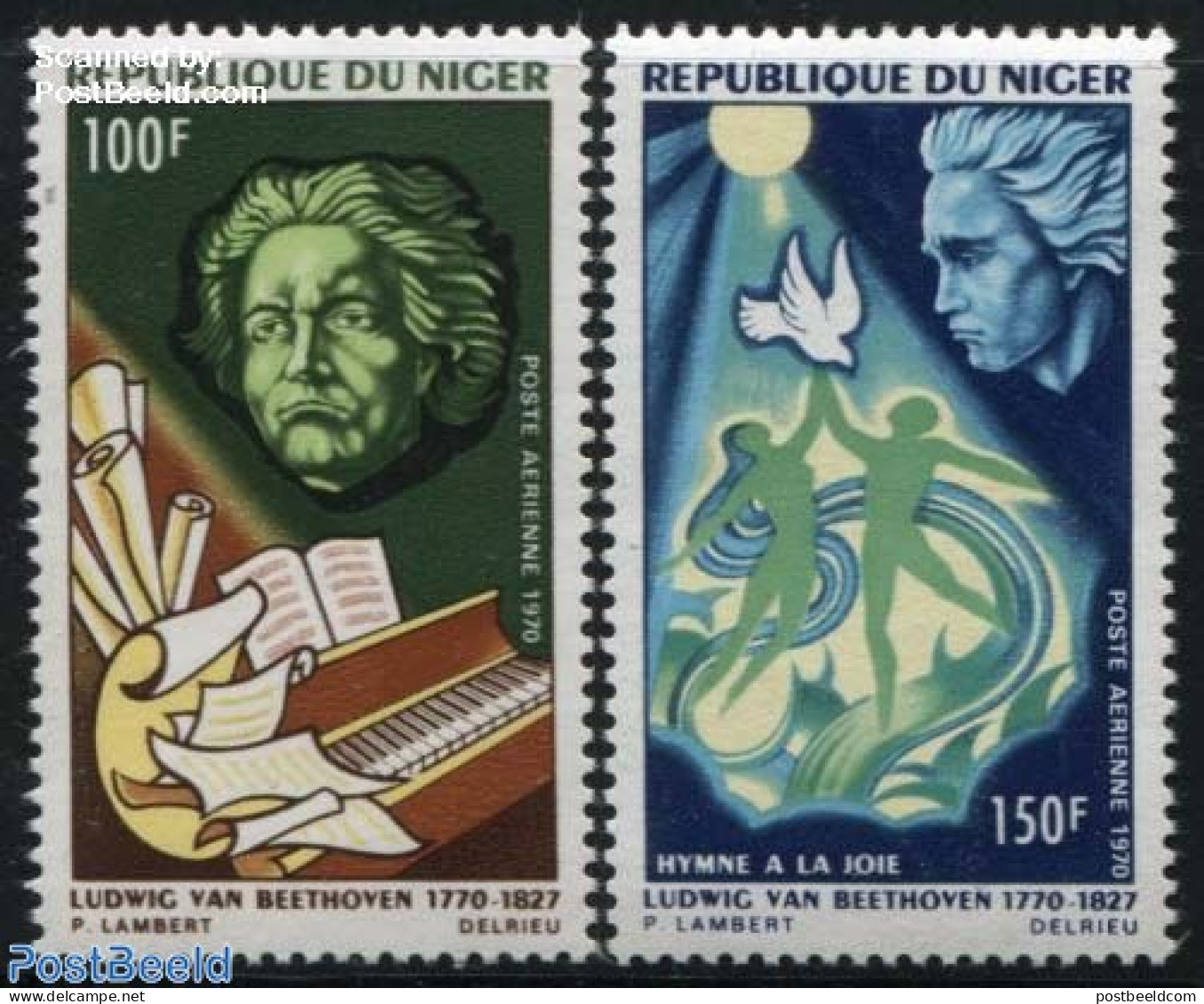 Niger 1970 Beethoven 2v, Mint NH, Performance Art - Music - Musique