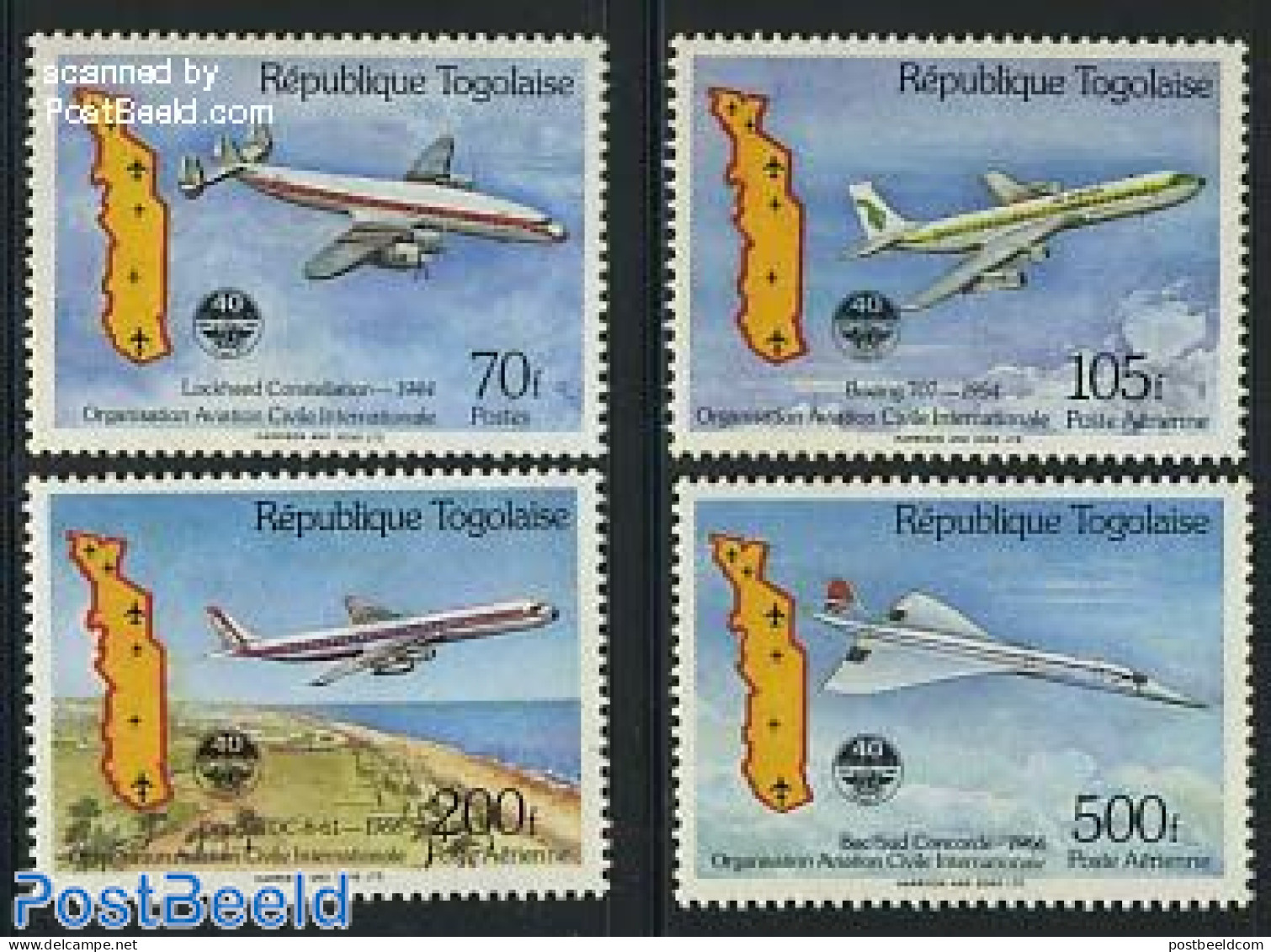 Togo 1984 ICAO 4v, Mint NH, Transport - Various - Aircraft & Aviation - Maps - Aerei