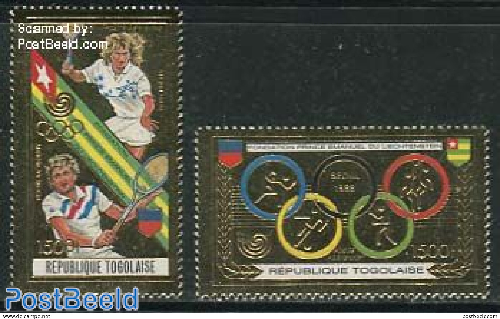 Togo 1989 Olympic Games 2v Gold, Mint NH, Sport - Olympic Games - Tennis - Tennis