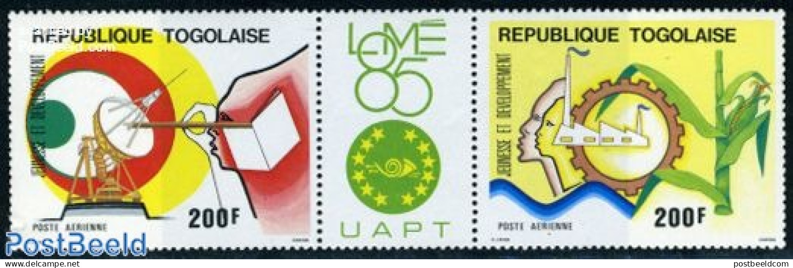 Togo 1985 Philexafrique 2v+tab [:T:], Mint NH, Science - Various - Telecommunication - Philately - Agriculture - Telekom