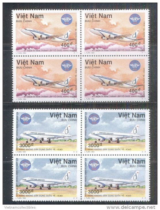 Blocks 4 Of Vietnam Viet Nam MNH Perf Stamps 1994 : 50th Anniversary Of ICAO / Airplane (Ms696) - Vietnam