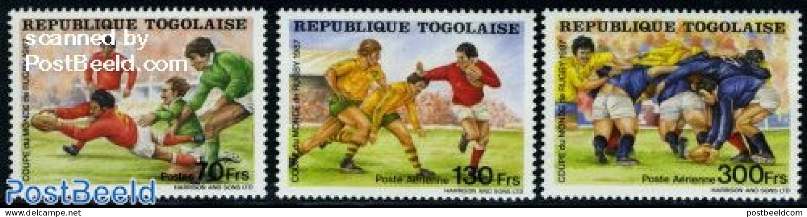 Togo 1987 Rugby 3v, Mint NH, Sport - Rugby - Sport (other And Mixed) - Rugby