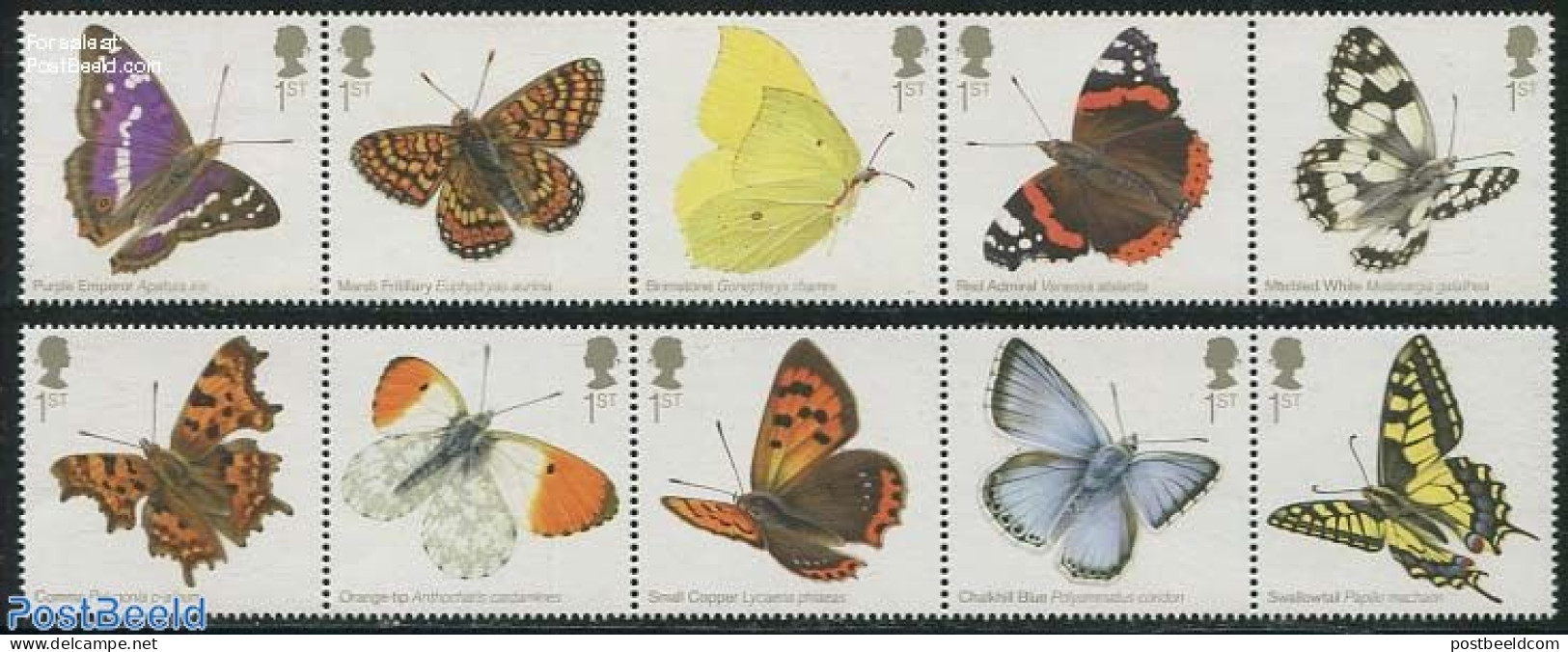 Great Britain 2013 Butterflies 10v ( 2x [::::]), Mint NH, Nature - Butterflies - Unused Stamps