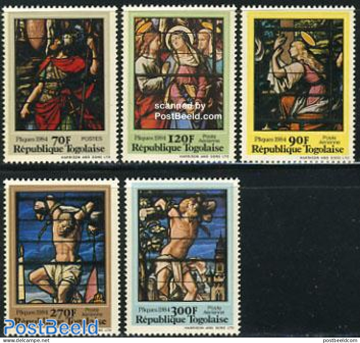 Togo 1984 Easter 5v, Mint NH, Religion - Religion - Art - Stained Glass And Windows - Glas & Fenster