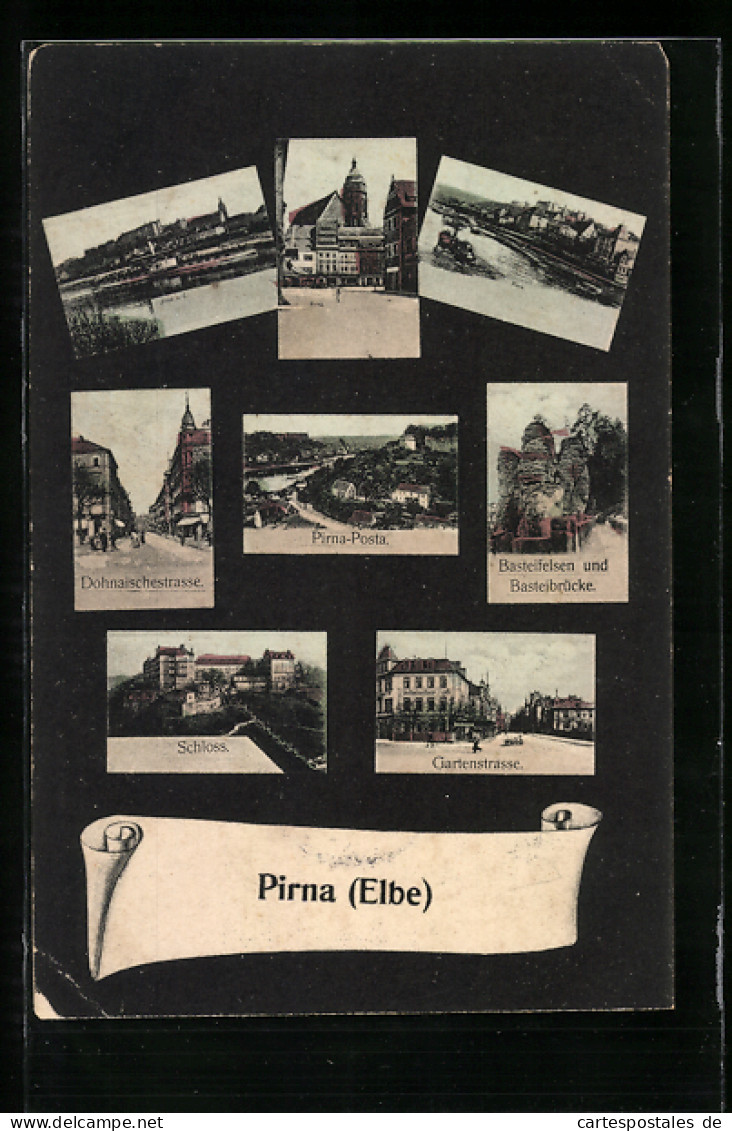 AK Pirna /Elbe, Pirna-Posta, Dohnaischestrasse, Basteifelsen Und Basteibrücke  - Pirna