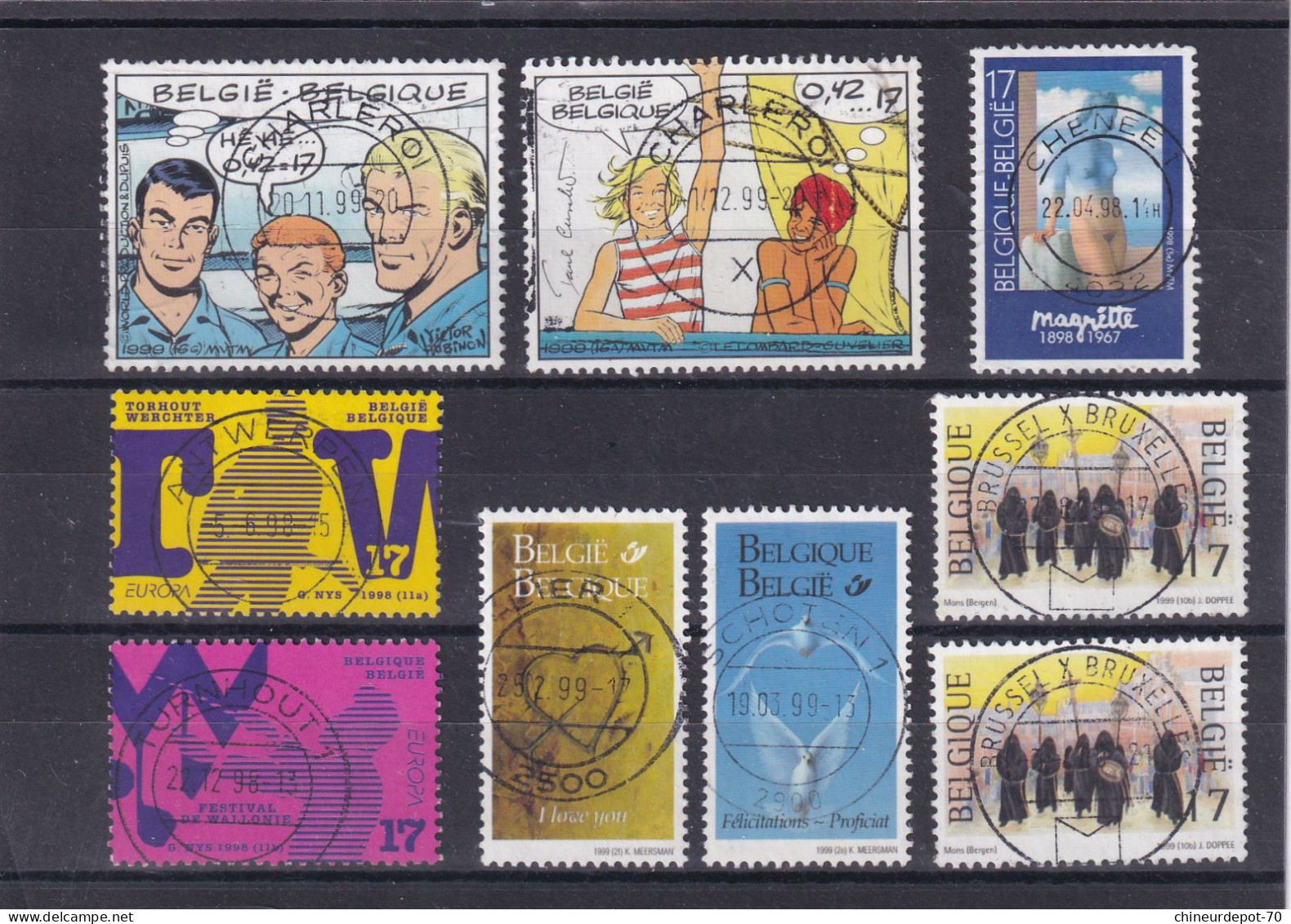 collection lot de timbres belge voir 10 photos beau cachet central