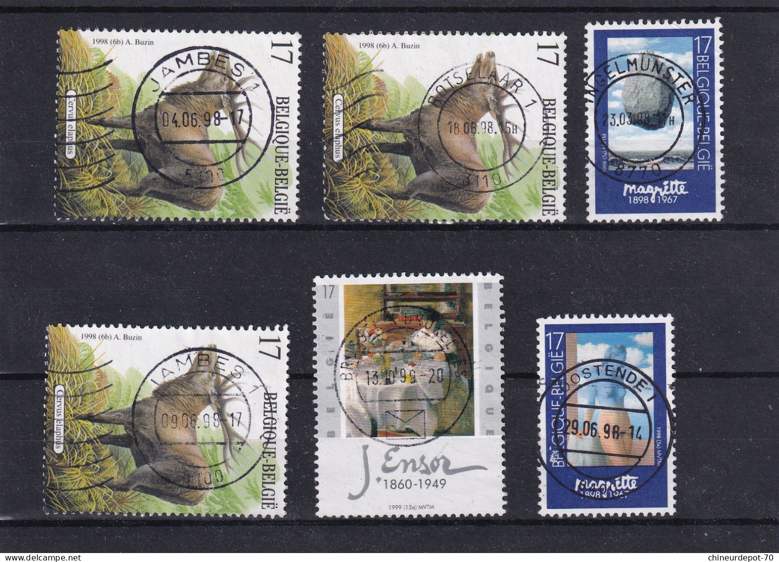collection lot de timbres belge voir 10 photos beau cachet central