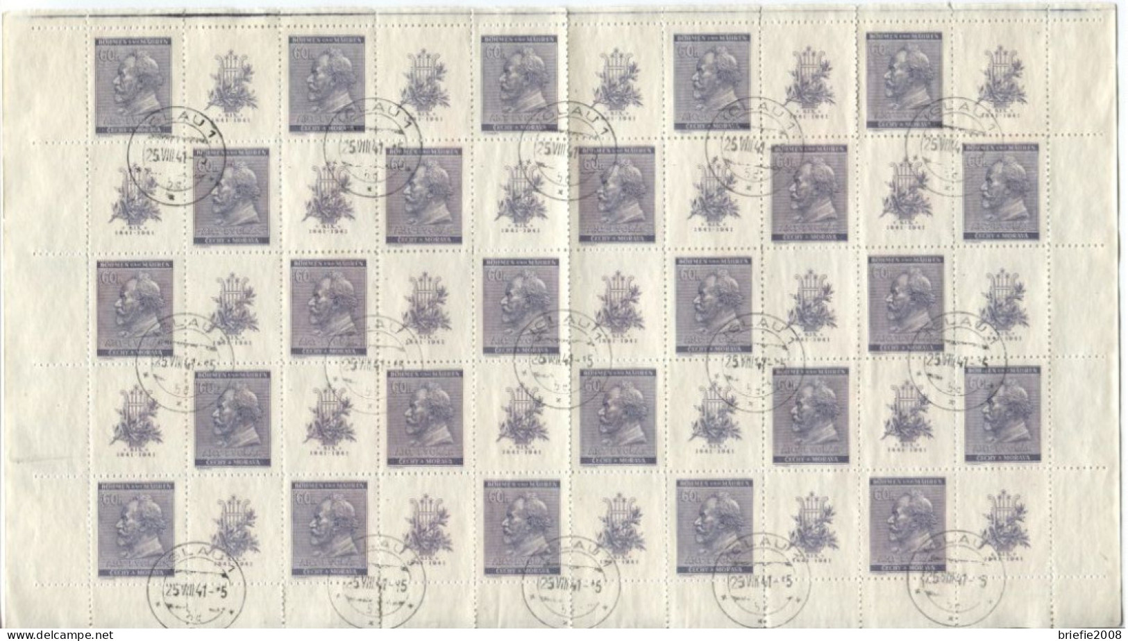 Böhmen Und Mähren # 73 Dvorak Kompletter Bogen Zu 25 Marken Gestempelt 25.8.41 - Used Stamps