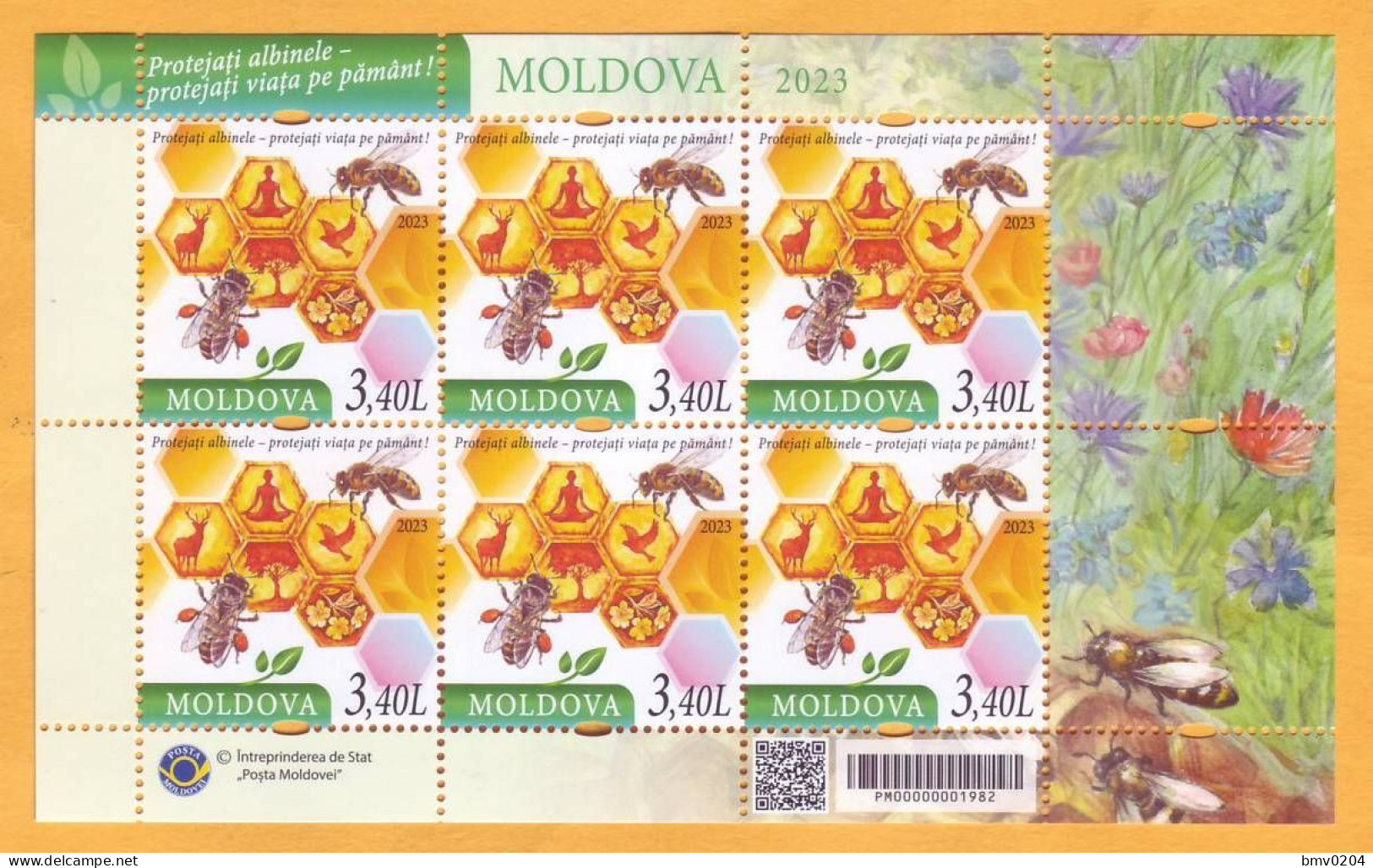 2023  Moldova Moldavie   Sheet „Apiculture. Protect The Bees - Protect Life On Earth!”  Mint - Bienen