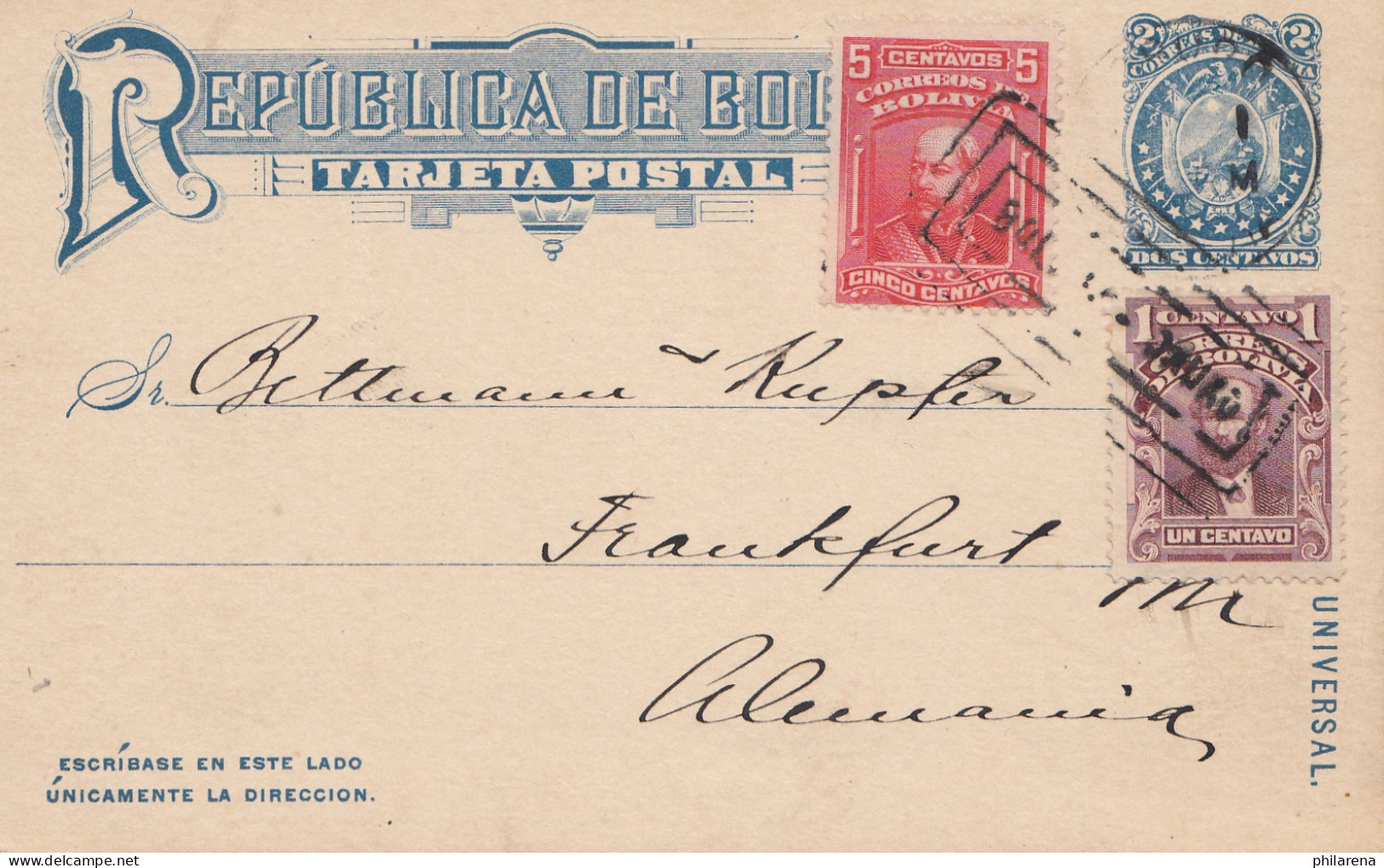 Bolivia/Bolivien: 1909 Post Card To Germany - Bolivia