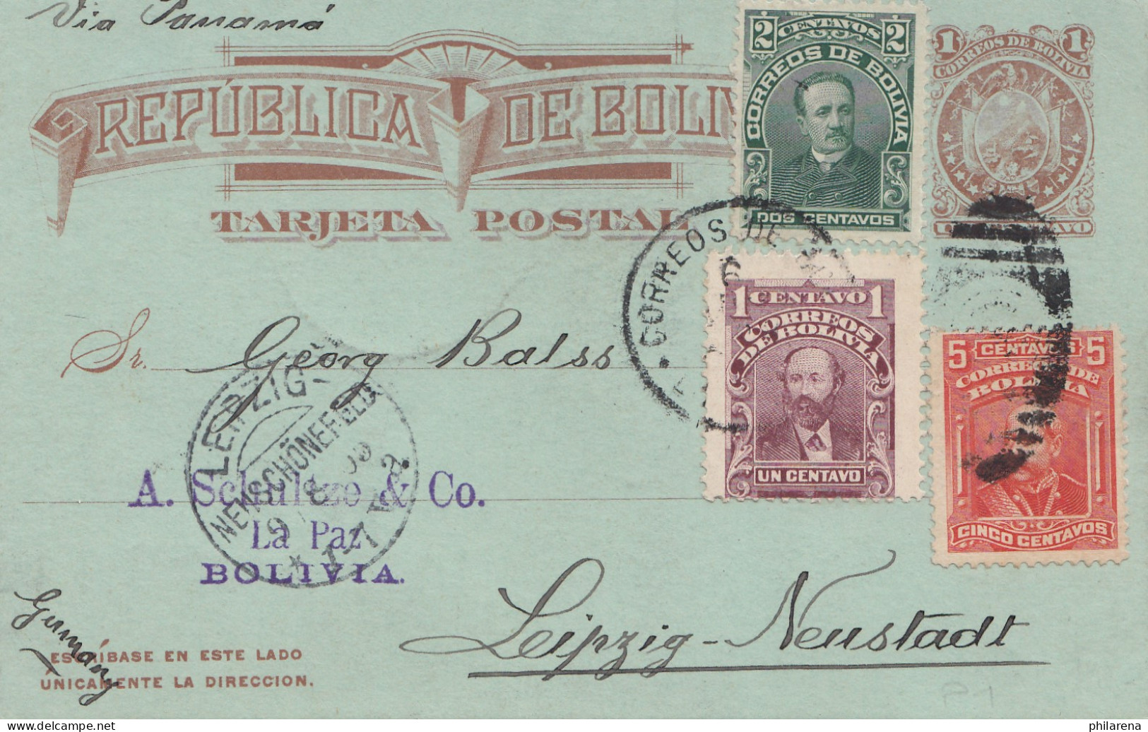 Bolivia/Bolivien: 1905 La Paz Post Card To Germany - Bolivia