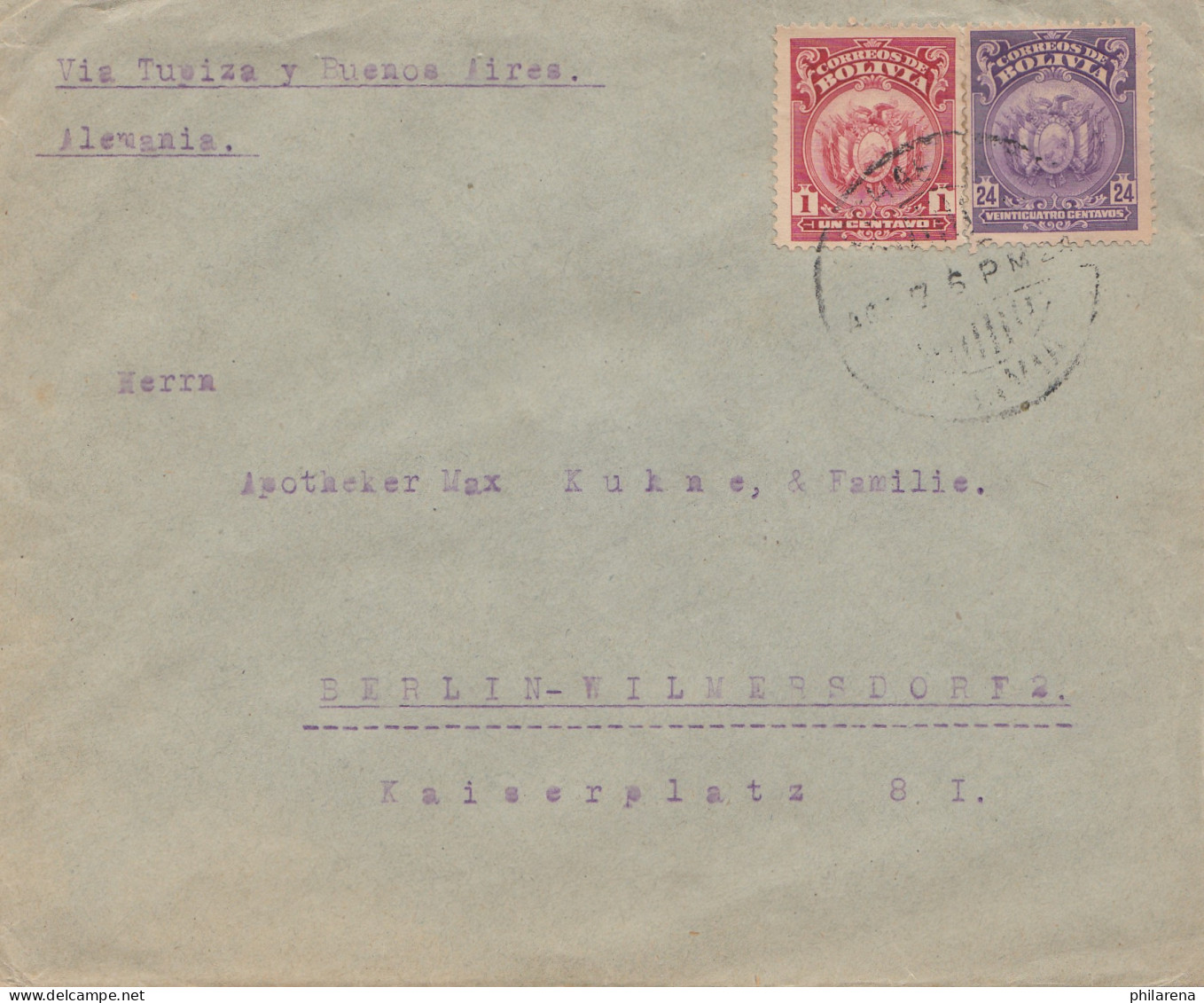 Bolivien:  Cochabamba 1924 Via Buenos Aires To Berlin/Germany - Bolivia