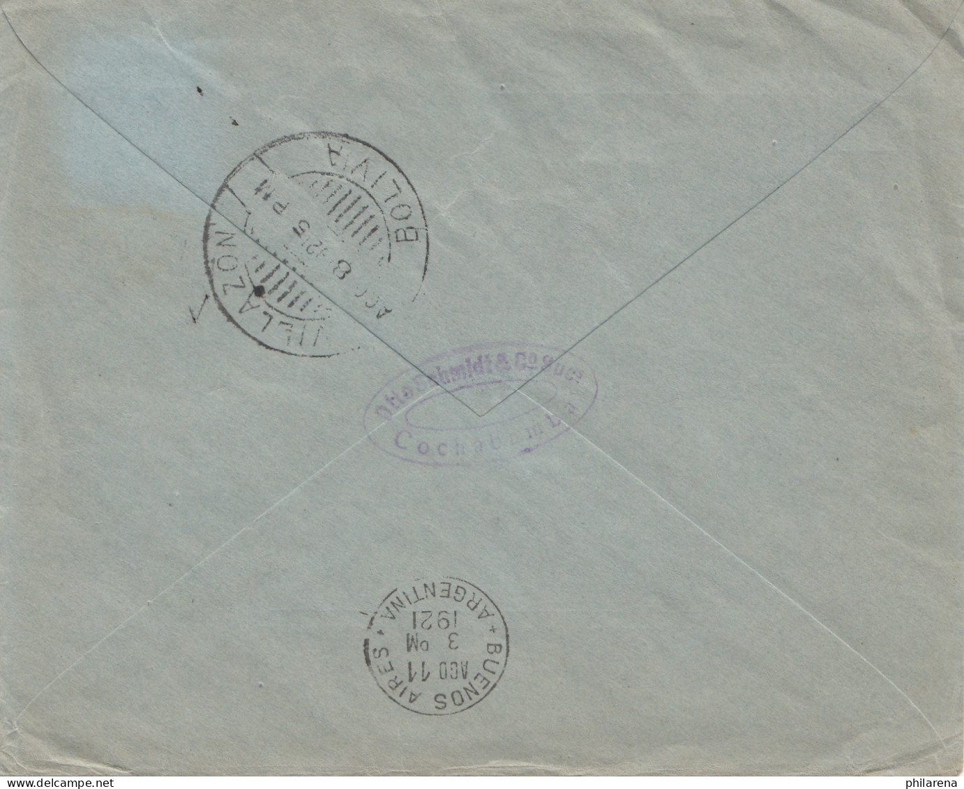 Bolivia 1921 Cover Cochabamba Via Buenos Aires To Berlin - Bolivia