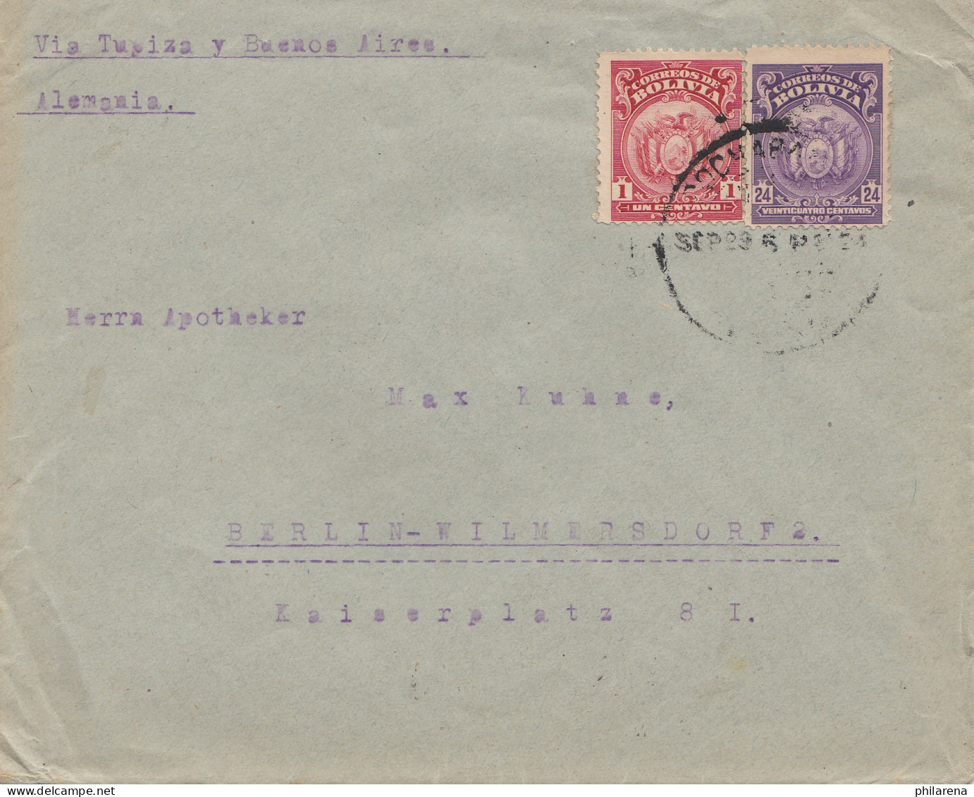 Bolivia/Bolivien: 1924 Cover Cochabamba Via Buenos Aires To Berlin/Germany - Bolivia